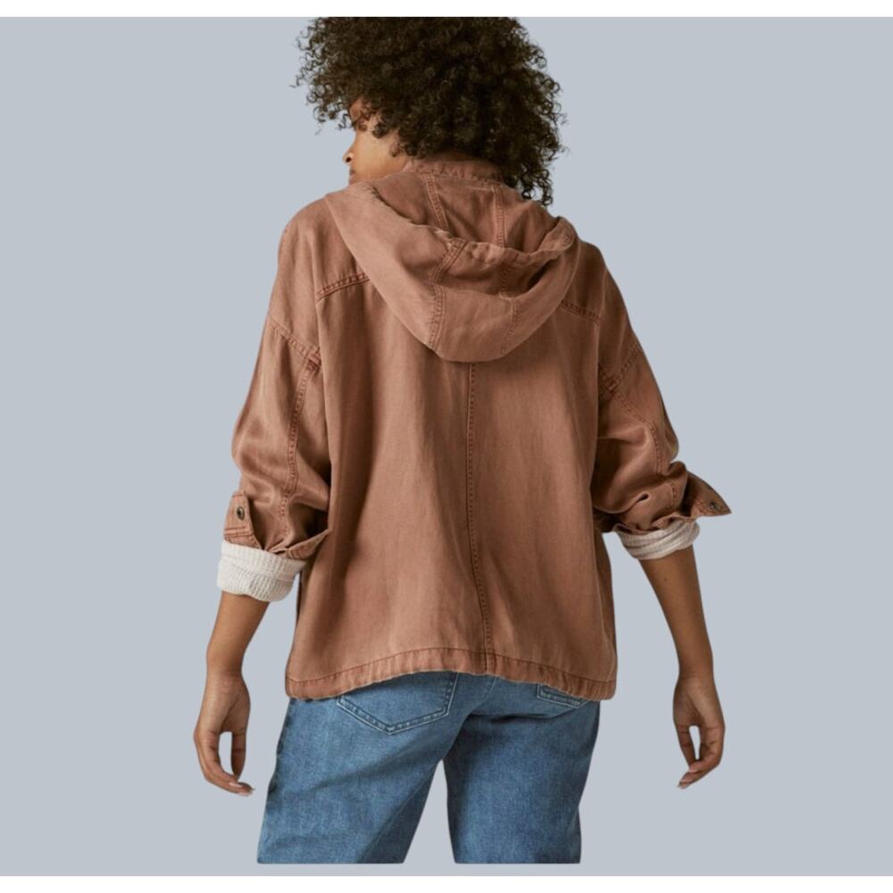 LUCKY BRAND Utility Anorak Jacket Linen Lyocell Blend in Blush - Size XS - Picture 2 of 8